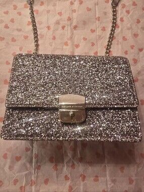 Kate Spade Sunset Eden Rose Gold Glitter Crossbody Bag. 14k Gold Plated Hardware